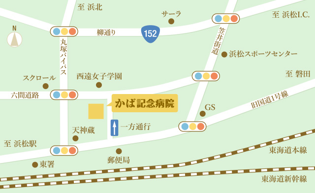 かば記念病院へのアクセスマップ